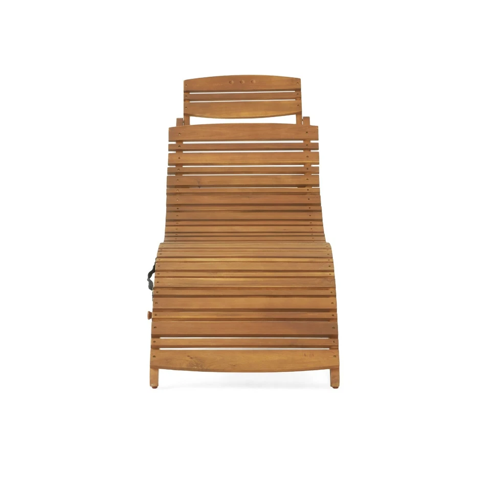 Outdoor Chaise Lounge Acacia Wood  For Patio Pool or Lawn  - Folding & Portable