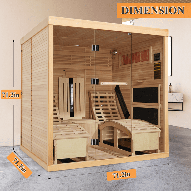 Luxurious Home Infrared Sauna With 2 Recliner Beds Himalayan Salt Brick Therapy & Oxygen Bar