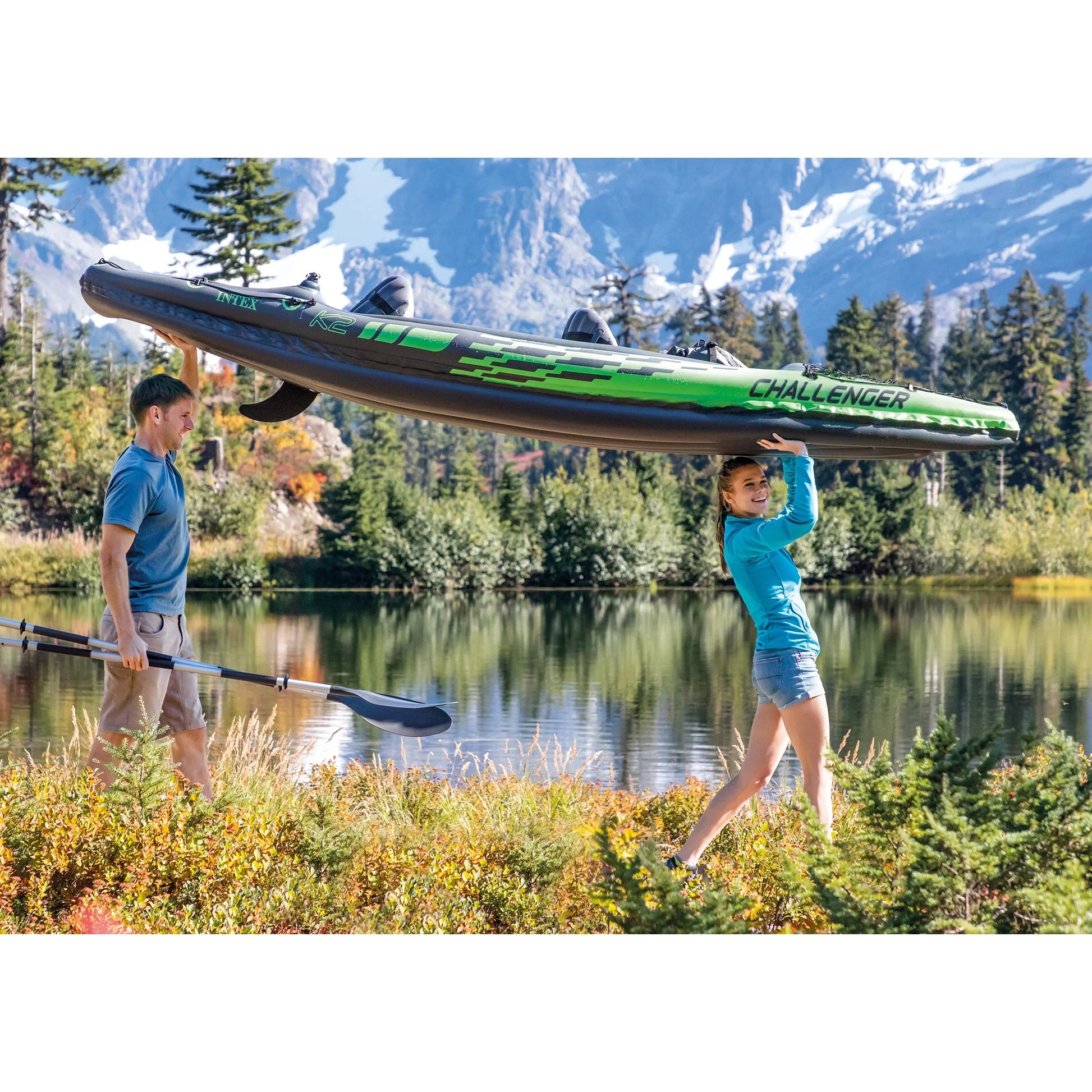 Challenger K2 2-Person Inflatable Kayak and Accessory Kit Oars & Pump
