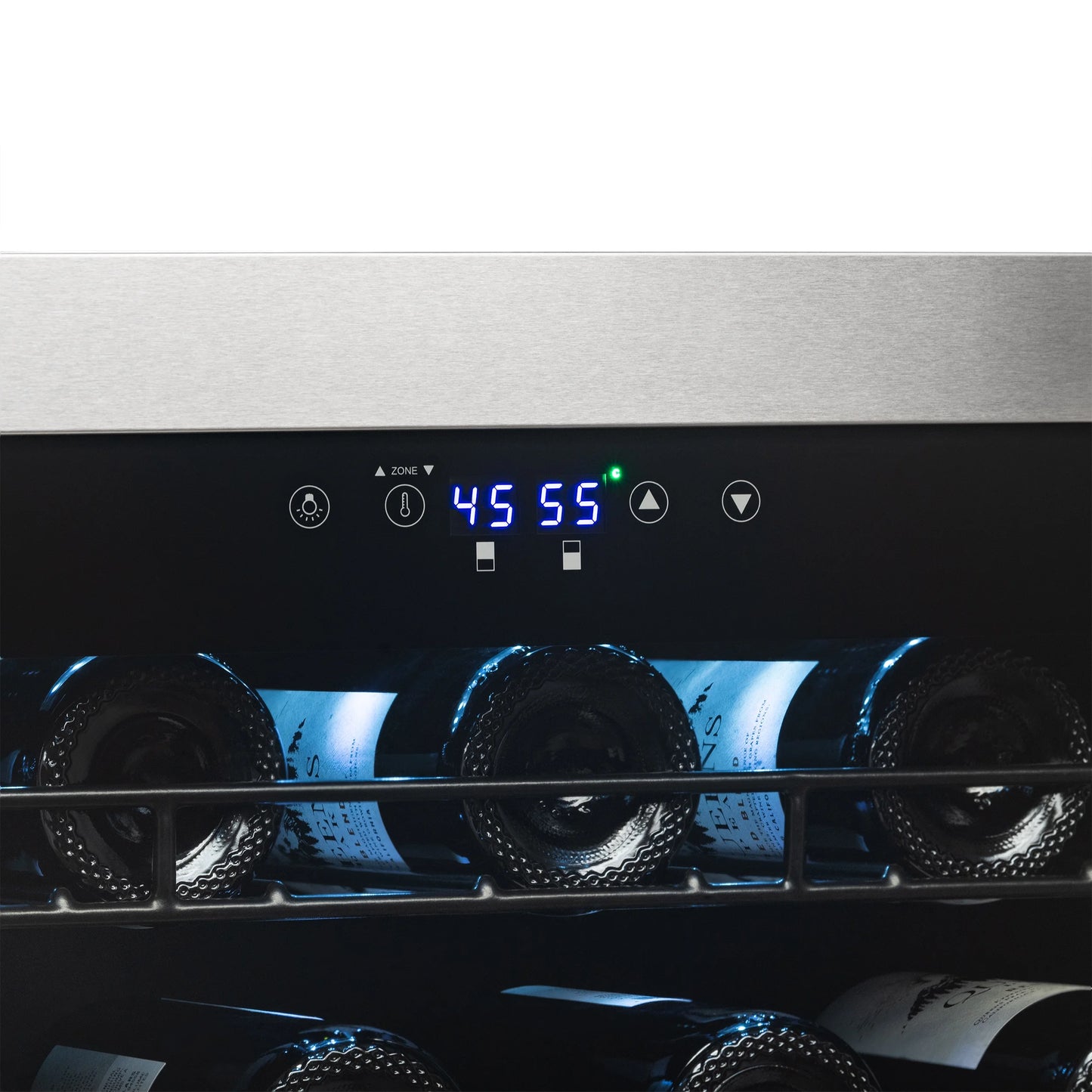 Freestanding Wine Refrigerator, 98 Bottle Dual Zone Compressor Wine Fridge in Stainless Steel