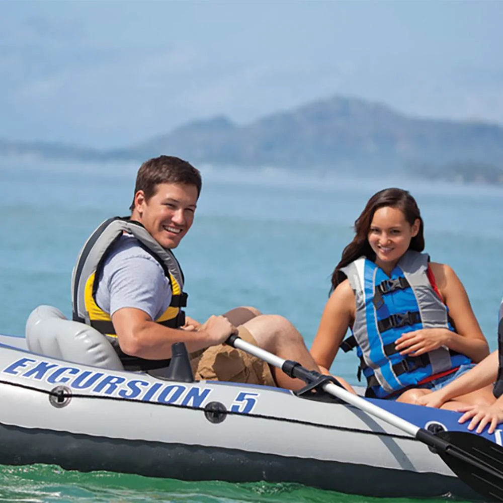 Excursion Inflatable 5 Person Water Fishing River Boat Raft Set Oars