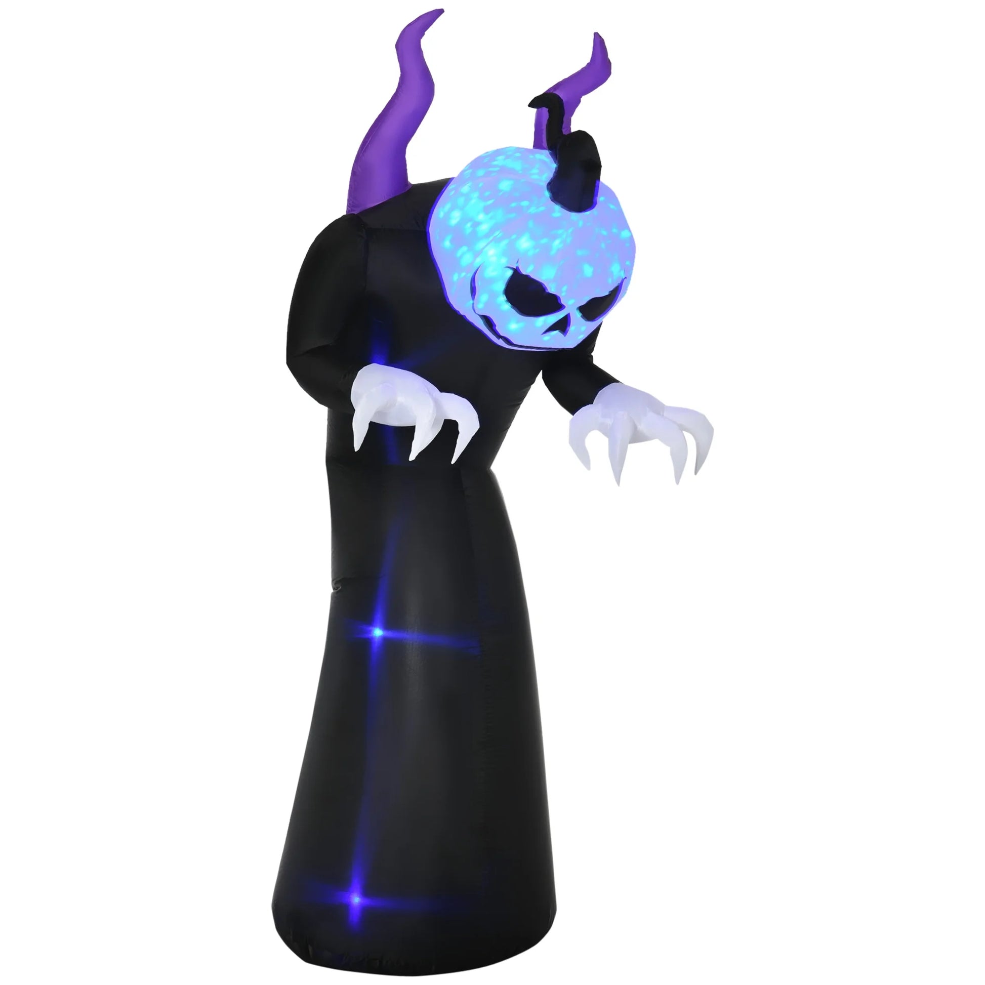 HOMCOM 7' Halloween Inflatables Outdoor Decorations Pumpkin Reaper Decoration, Ghost Blow up LED Yard Decor for Garden, Lawn, Party, Holiday, Waterproof
